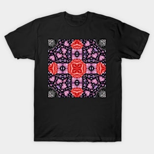 Crystal Hearts and Flowers Valentines Kaleidoscope pattern (Seamless) 40 T-Shirt